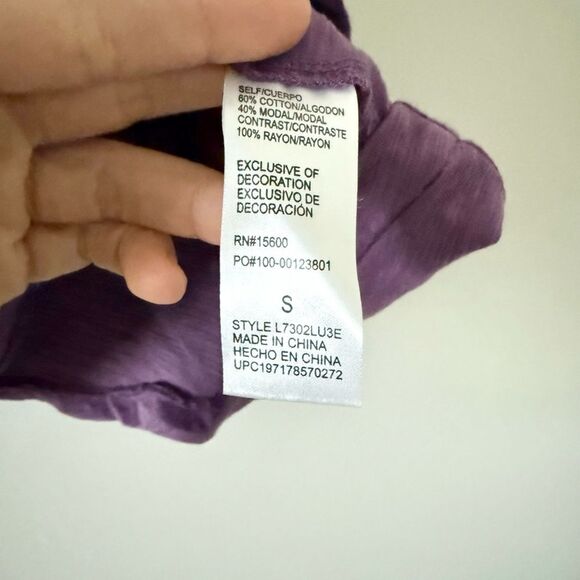 NWT Wit & Wisdom Nordstrom Eyelet Flutter Sleeve Jersey Tee in Sunset Purple - S - Picture 7 of 7